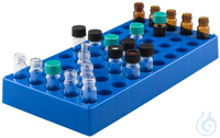 Rack f. vials N13, 50 pos. 50 position polypropylene vial rack blue for all...