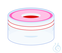 SR N11-L, tr, PTFEr/Sil w/PTFEr, 50° 1,0 N 11 PE Schnappringkappe, farblos, Loch PTFE rot/Silikon...