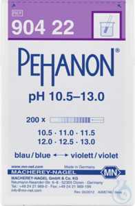 PEHANON pH 10,5-13,0, bte de 200 lang. PEHANON pH 10,5 - 13,0 boîte de 200 languettes 11 x 100 mm...