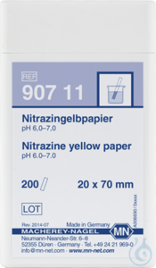 Nitrazine yellow paper (200 strips) Nitrazine yellow paper box of 200 strips 20 x 70 mm