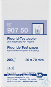 Fluoride test paper test strips 20 x 70 mm sufficient for 200 determinations