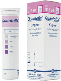 QUANTOFIX Kupfer Teststäbchen 6 x 95 mm Messbereich: 0-10-30-100-300 mg/L Cu+/2+ Pg. à 100...