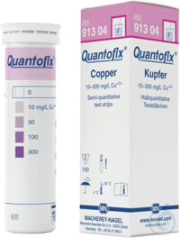 QUANTOFIX Cuivre languettes test 6 x 95 mm domaine de mesure : 0-10-30-100- 300 mg/L Cu+/2+...