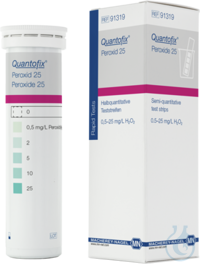 QUANTOFIX Peroxide 25 test strips 6 x 95 mm measuring range: 0-0.5-2-5-10-25 mg/L H2O2 sufficient...