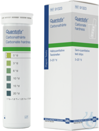 QUANTOFIX Carbonate alkalinity test strips 6 x 95 mm measuring range: 0-3.8-7.5-12.5-18.8-25.0 °e...