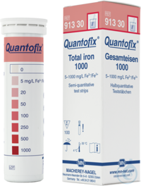 QUANTOFIX Total iron 1000 QUANTOFIX Total iron 1000 test strips 6 x 95 mm...