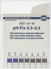 pH-Fix 0,3-2,3 Indikatorstäbchen Messbereich: pH 0,3-0,7-1,0-1,3-1,6-1,9-2,3 Pg. à 100...