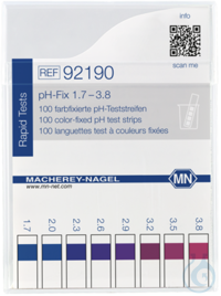 pH-Fix 1,7-3,8 Indikatorstäbchen Messbereich: pH 1,7-2,0-2,3-2,6- 2,9-3,2-3,5-3,8 Pg. à 100...