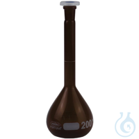 Volumetric Flask, amber glass, VOLAC FORTUNA, 50 ml, with TS 12/21, DE-M