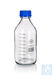 Reagent Bottle GL45, with PP-Cap and Ring (blue), clear, 100ml, 10/PK Reagent...