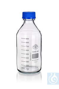 Laboratorium draadfles GL45, met PP dop en ring (blauw), helder, 250ml, 10st....