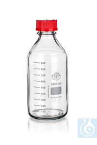 Reagent Bottle GL45, with PP-Cap and Ring (red), clear, 100ml, 10/PK Reagent...