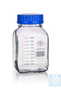 Reagent Bottle GL80, square, clear, 500ml, 10/PK Reagent Bottle GL80, square,...