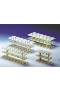 Test Tube Rack for 36 Tubes in 3 Rows,, white PP, (WxDxH) 300x85x90 mm, holes...