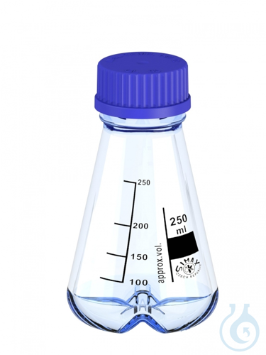 Erlenmeyerkolben mit Schikanen GL45, 250ml, 10S...