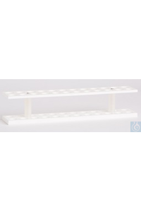 Test Tube Rack for 24 Tubes in 2 Rows,, white PP, (WxDxH) 300x60x88 mm, holes...