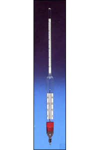 Hydrometer 0 - 10 with WG-thermometer 0+35°C Hydrometer for Baumé, with...