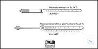 Density hydrometers without thermometer, length 30 cm, division 0.002 g/cm³...
