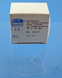 Cover glasses for hemocytometers, CE 30 x 30 mm old order number: 412/7