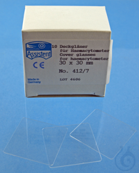 Cover glasses for hemocytometers, CE 30 x 30 mm