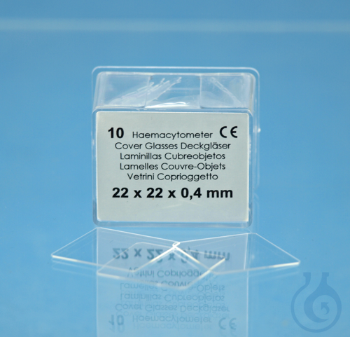 Deckglaeser fuer Haemacytometer, CE 22 x 22 mm