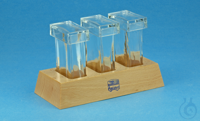 Staining stands wooden, with 3 rectangular glass jars old order number: 1220...