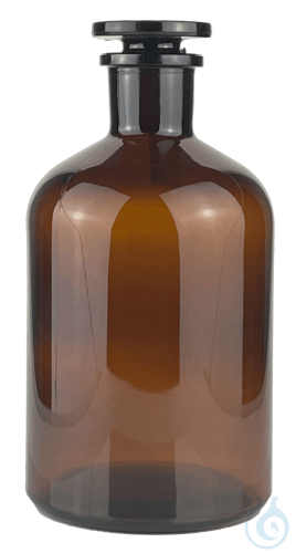 Bottles, narrow neck, with glass stopper amber ...