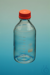 Gewindeflaschen, Borosilikatglas 3.3, mit rotem Verschluss und rotem Ausgießring GL 45, mit...