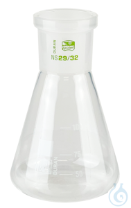 ErIenmeyerkolben mit Normschliff und Teilung, Borosilikatglas 3.3, ohne Stopfen ml NS 25 14/23