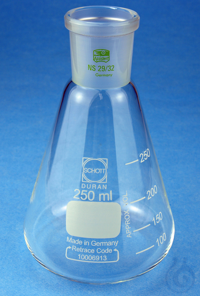 Erlenmeyer flasks, borosilicate glass 3.3, with standard ground joint and...