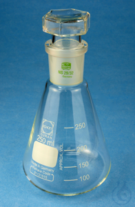 Erlenmeyer flasks, borosilicate glass 3.3, with interchangeable glass stopper...