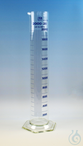 Measuring cylinders, borosilicate glass 3.3, tall form, hexagonal base, blue...