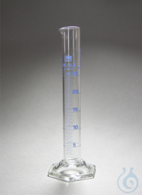 Measuring cylinders, borosilicate glass 3.3, tall form, hexagonal base, blue...