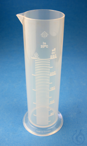 Measuring cylinders of polypropylene, low form, embossed scale 25 ml old...