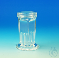 Coplin staining jar of glass, with cover old order number: 2470 Coplin...