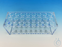Test tube racks of Plexiglas® for 6 tubes up to approx. 18 mm Ø, without pins...