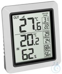 Funk-Thermometer, Anzeige der Innen-, Au&szlig;entemperatur (kabellos) und...