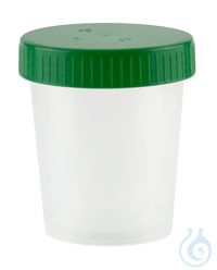 Urine specimen containers, polypropylene, disposable, with scale, screw cap...