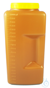 Square bottle (urine collecting container), polyethylene, amber, disposable...