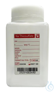 Bottles for drinking water analysis, with sodium thiosulphate, polypropylene, sterile 250 ml