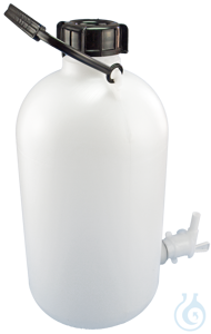 Abkl&auml;rflaschen aus PE-HD, Enghals, mit Hahn 5 Liter Abkl&auml;rflaschen aus PE-HD,...