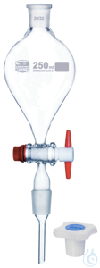 Scheidetrichter, Birnenform, mit NS-PTFE-K&uuml;ken, Ablauf mit NS-Kern, mit...