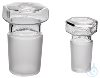 Hollow glass stoppers hexagonal, Boro 3.3, Size: NS 45/40