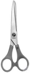 Laboratory scissors, sharp/blunt, 145 mm,  straight, with plastic handles...