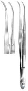 Forceps, Perry, curved. unitd,  fine tips, serrated, 130 mm Forceps, Perry,...