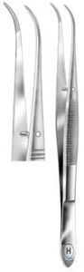 Pinzette, Perry, gebogen, feine Spitzen, gerieft, 130 mm Pinzette, Perry,...