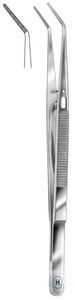 Pinzette mit Schloss 155 mm, feine, gewinkelte Spitze, gerieft Pinzette mit...