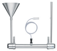 Flow through sample tubes (stainless steel) with funnel and riser and