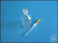 Druppelfles helder glas, 50 ml Schouderfles met verwisselbare NS pipet, compleet met rubber peertje