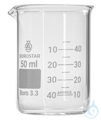 Borostar Becherglas 50ml, n.F. mit Ausguss, Boro 3.3 Borostar Becherglas...